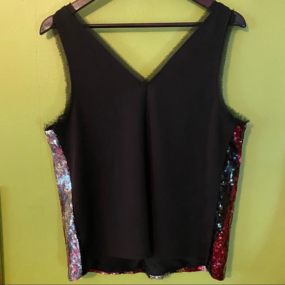Rachel Roy sequin raw edge V neck shell tank - Picture 6 of 8
